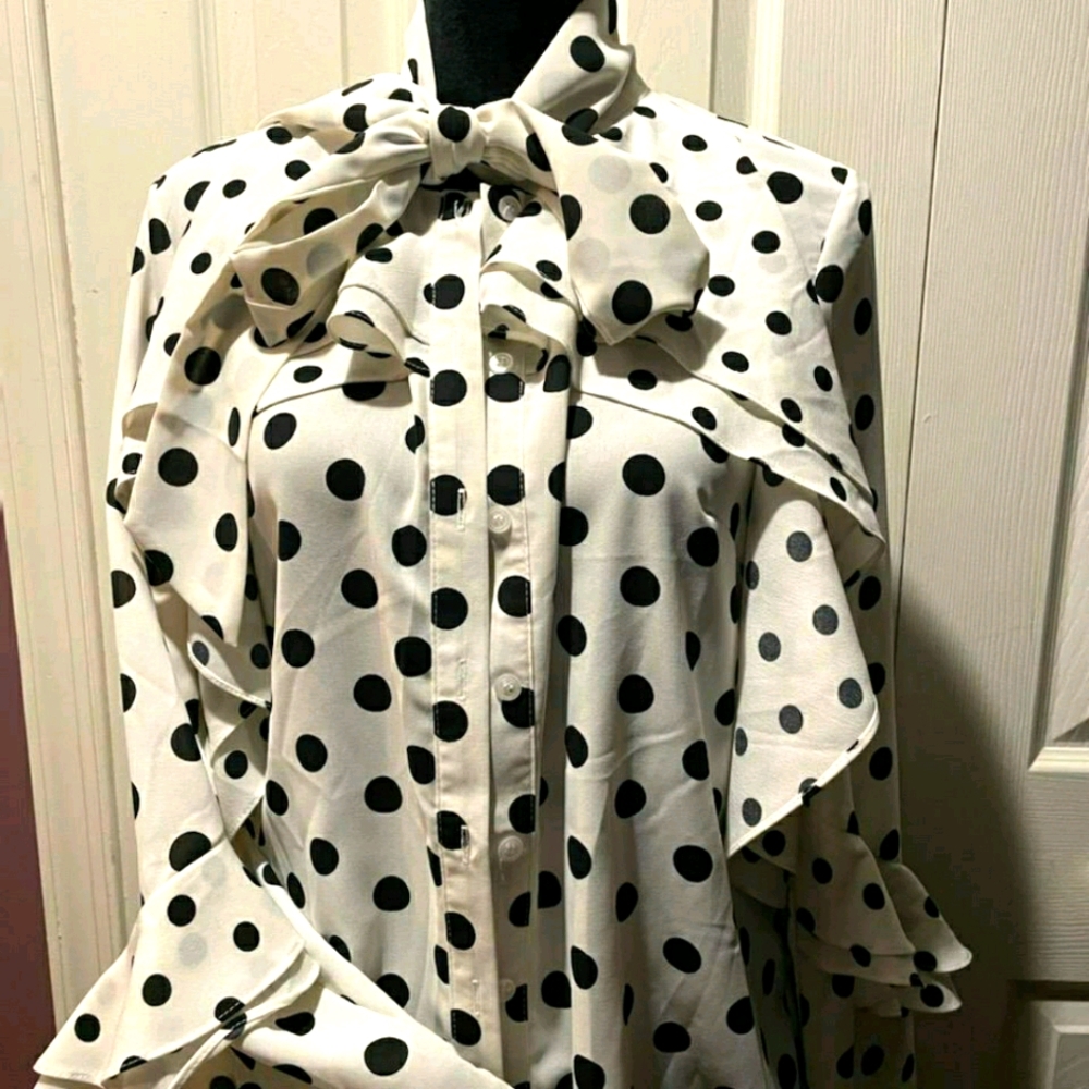 Black and white polka dot blouse